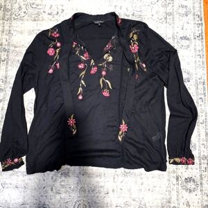 Womens Lucky Brand embroidered shirt,Size XL,Boho,Floral